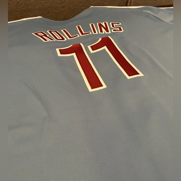 Majestic Authentic Phillies Jimmy Rollins Cooperstown Baseball Jersey Men’s 2XL - Picture 6 of 6
